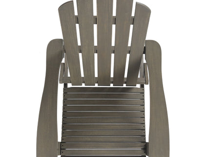 Outdoor Foldable Adirondack Chair With Hand Crafted Details - Gray