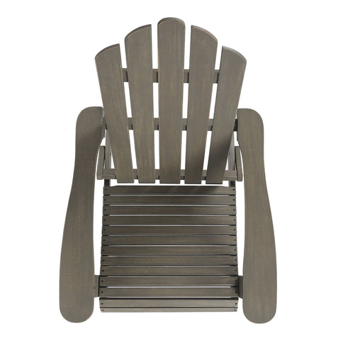 Outdoor Foldable Adirondack Chair With Hand Crafted Details - Gray