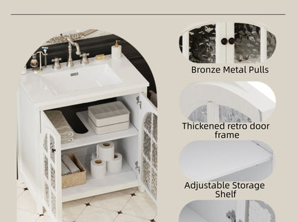 Vintage Farmhouse Bathroom Vanity With Ceramic Sink