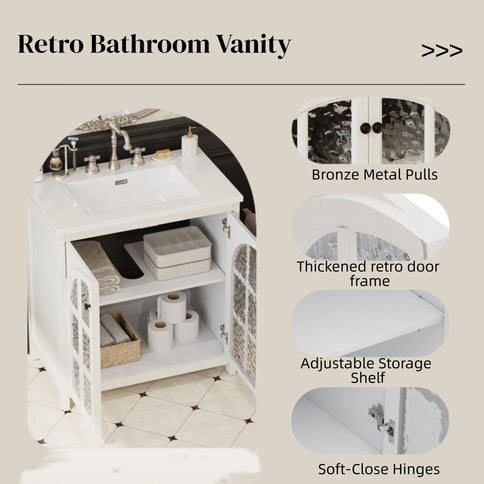 Vintage Farmhouse Bathroom Vanity With Ceramic Sink