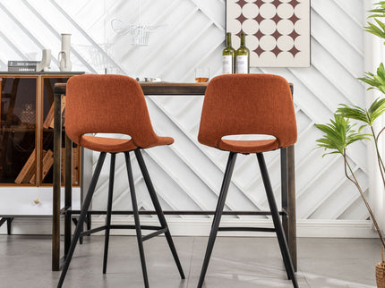 Porth - 28.25" Fabric Kitchen Counter Height Stools (Set of 2) - Orange
