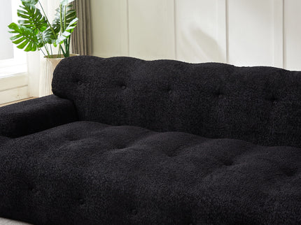 Cloud Series Minimalist Button Tufted Square Arm 3 Seater Sofa