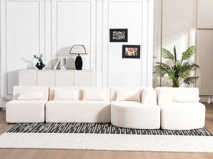 Upholstered Sofa Free Combined Sofa Couch With 2 Chaise Lounge And Five Back Pillows For Living Room