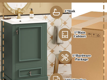 Bathroom Vanity With Sink, Soft Close Door, Adjustable U-Shaped Shelf