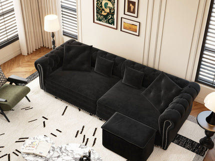 3 In 1 Convertible Sleeper Sofa Bed With Movable Ottoman