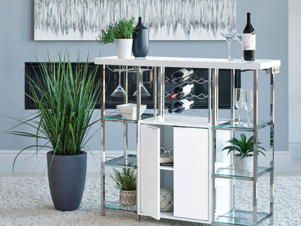Parsley - 2 Door Bar Cabinet With Built In Charging Ports - Glossy White