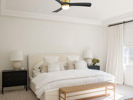 42" Ceiling Fan With Dimmable LED Light, DC Reversible Motor, 6 Speed Adjustable For Living Room - Gold / Black