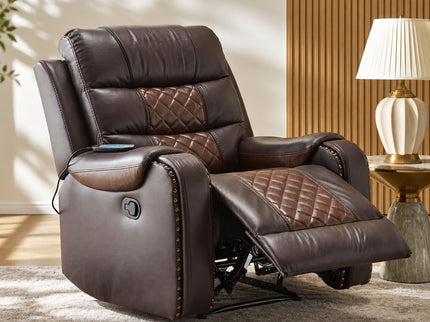 Heated Massage Recliner With Remote Control - Brown