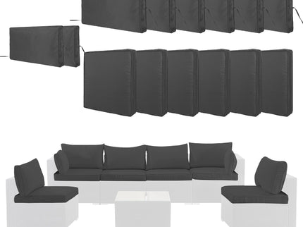 Cushion Covers For 7 Piece Wicker Sectional Sofa, 14 Pack Seat And Back Slipcovers With Zipper