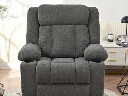 Power Lift Recliner Chair With Extended Footrest, Remote Control, Cup Holders, And Side Pockets