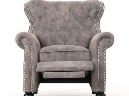 Accented Push Back Recliner Chair With Rolled Arms, Enjoy Cocooning Comfort