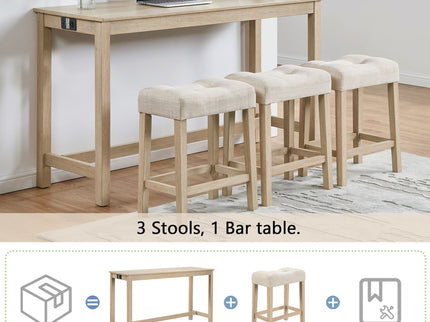 4 Piece Bar Table Set With Power Outlet