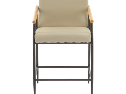 Mid Century Modern Counter Stool Set With Espresso Metal Frame - Khaki