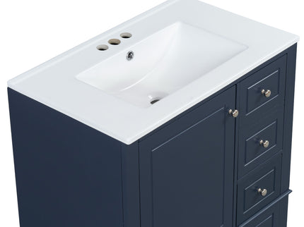 Freestanding Bathroom Vanity With Sink, Soft Close Door, 3 Drawers