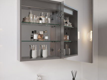 Bathroom Medicine Cabinet With LED Mirror, Anti-Fog, Waterproof, 3000K~6000K Single Door Lighted Bathroom Cabinet With Touch Swich