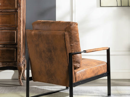 Classic Mid Century Modern Accent Chair With Durable Square Metal Frame, Armchair