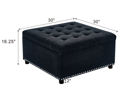 Square Tufted Storage Ottoman With Nailhead Trim