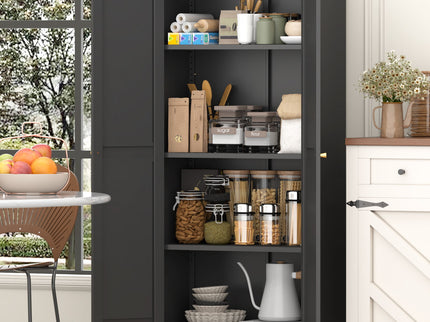 Adjustable 2 Door Kitchen Pantry Cabinet With Striped Design