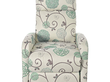 Modern Manual Recliner, Home Theater Chair With Adjustable Backrest For Living Room - Beige / Blue