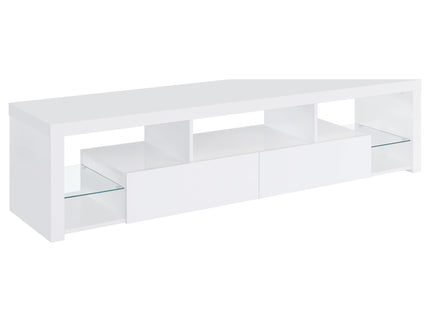 Lance - 2 Drawer TV Stand With Shelves - Gloss White