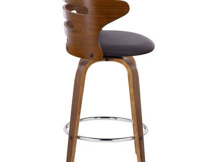 Cosini - Mid Century Modern Fixed Height Barstool With Swivel With Round Footrest (Set of 2)