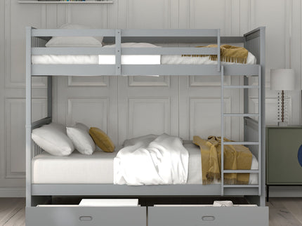 Bunk Bed With Ladders And 2 Storage Drawers