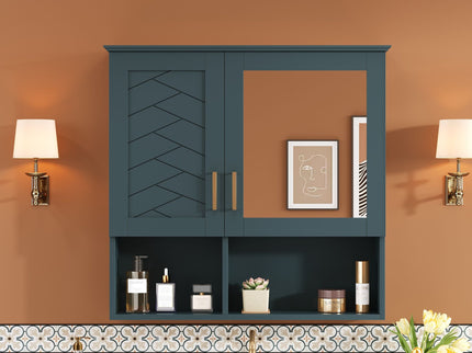 2 In 1 Wall-Mounted Mirror Cabinet With Adjustable Shelves, Soft-Close Doors, High-Definition Mirror & Storage