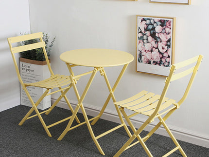 3 Piece Patio Bistro Set Of Foldable Round Table And Chairs