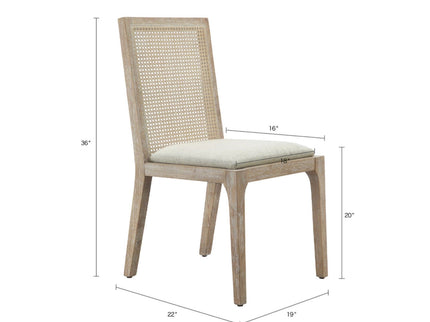Dining Chair With Synthetic Cane Back And Upholstered Seat (Set of 2) - Natural