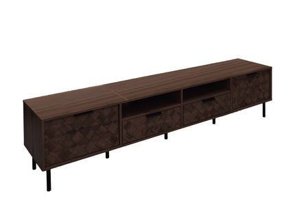 TV Stand For TVs Up To 85" With Closed Storage, Soft Closing Hinges, Living Room Entertainment Center - Walnut