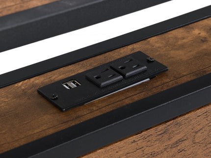 Platform Bed Frame With Wooden Headboard And Footboard, USB Liner