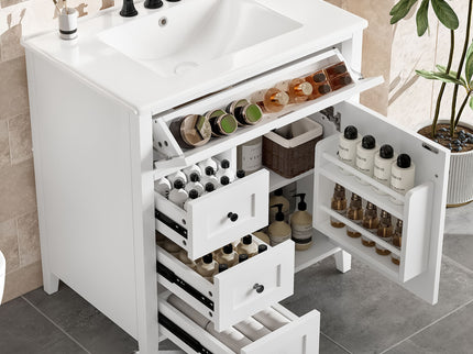 Modern Bathroom Vanity With Sink, 3 Drawers And Adjustable Shelf