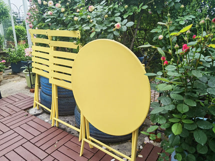 3 Piece Patio Bistro Set Of Foldable Round Table And Chairs