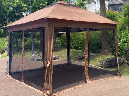 Outdoor Pop Up Gazebo Canopy With 2 Tier Soft Top And Removable Zipper Netting