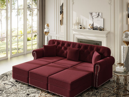 Upholstered Sofa Set With Nailhead Trim And Rolled Armrests, Includes Pillows
