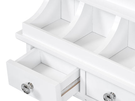 Floating Makeup Vanity With Big Mirror, Wall Mounted Storage Vanity With Drawers, Pockets & Hooks, Space Saving Decorative Home Organizer - White