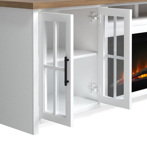 Fireplace TV Stand Console & Fixed Shelves