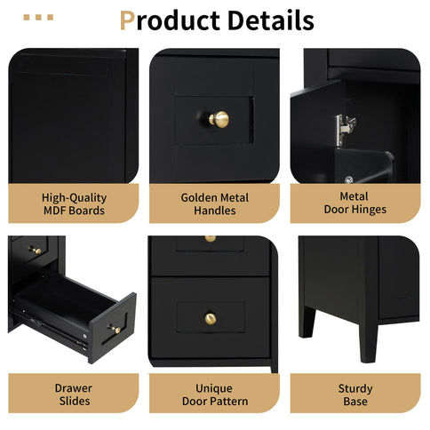 Bathroom Vanity With Sink, 3 Drawers And Adjustable Shelf