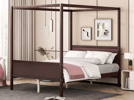 Canopy Platform Bed With Headboard And Footboard, Slat Support Leg