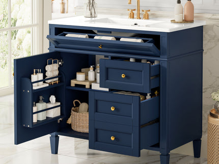 Bathroom Vanity With Top Sink, 2 Drawers, Tip Out Drawer