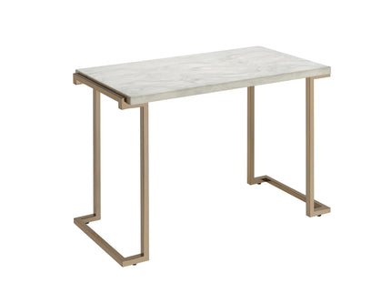 Boice II - Faux Marble Top Sofa Table - White / Champagne