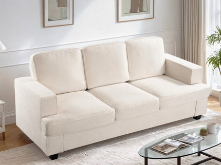 Modern Sofa, Comfortable 3 Seater Couch With Deep Seating, Loose Back Cushions, Wide Arms