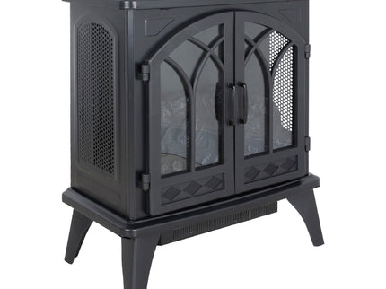 24" 3D Flame Electric Infrared Quartz Fireplace Stove With Remote Control - Antique Black