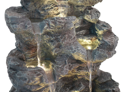 Concrete Rock Waterfall Fountain With LED Lights, Outdoor Garden Decor