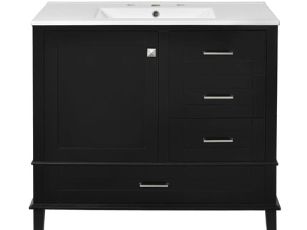 Bathroom Vanity, Modern Bathroom Cabinet With Sink Combo Set, Bathroom Storage Cabinet With A Soft Closing Door And 3 Drawers, Solid Wood Frame