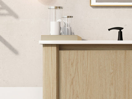 Modern Bathroom Vanity With Rectangle Ceramic Sink, Soft Closing Doors