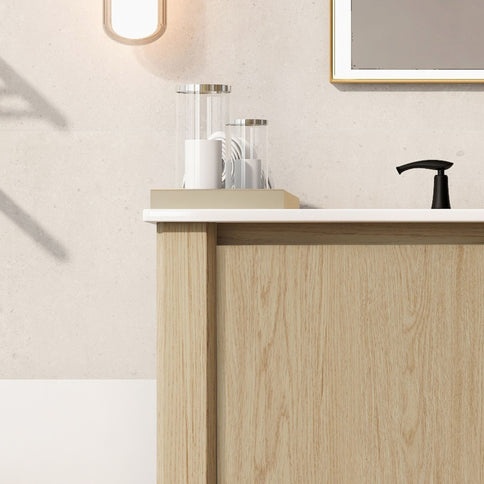 Modern Bathroom Vanity With Rectangle Ceramic Sink, Soft Closing Doors