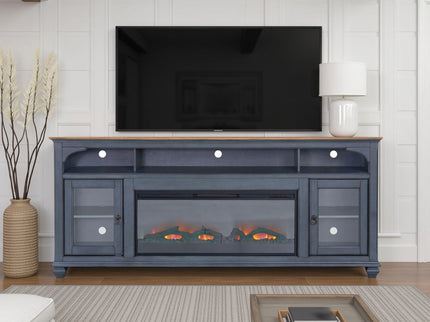 Fireplace TV Stand For TVs Up To 95" - Blue