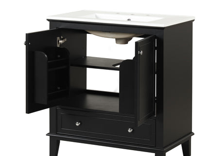 30" Bathroom Vanity With Sink Combo, Multi Functional Bathroom Cabinet With Doors And Drawer - Black