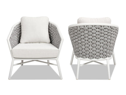 Rowan - Rope Barrel Back Patio Accent Arm Chair (Set of 2) - Optic White
